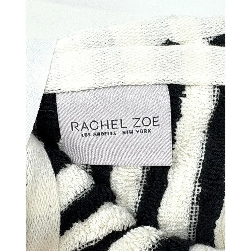 Rachel Zoe Black Ivory Off White Stripes Washcloths Plush 4 Face Cloths NWT
